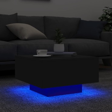vidaXL Τραπεζάκι Σαλονιού με Φώτα LED Μαύρο 55x55x31cm 1 τεμ.