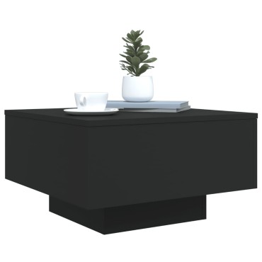 vidaXL Τραπεζάκι Σαλονιού με Φώτα LED Μαύρο 55x55x31cm 1 τεμ.