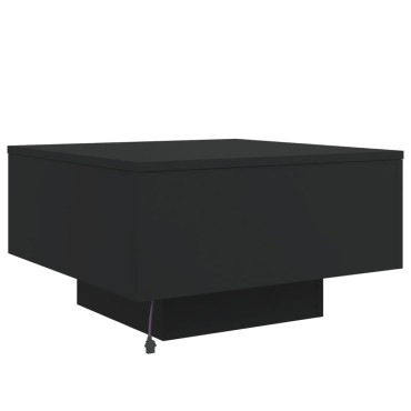 vidaXL Τραπεζάκι Σαλονιού με Φώτα LED Μαύρο 55x55x31cm 1 τεμ.