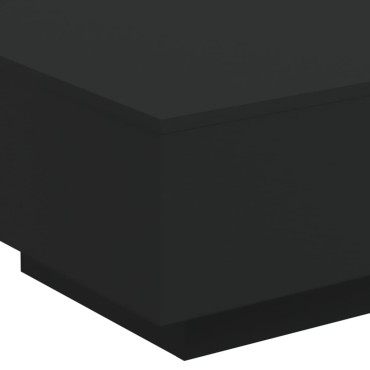 vidaXL Τραπεζάκι Σαλονιού με Φώτα LED Μαύρο 55x55x31cm 1 τεμ.