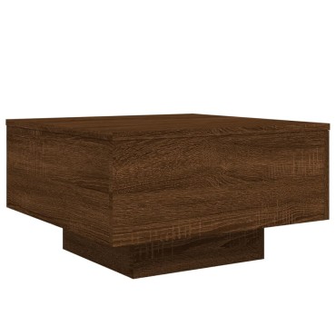 vidaXL Τραπεζάκι Σαλονιού με Φώτα LED Καφέ Δρυς 55x55x31cm 1 τεμ.