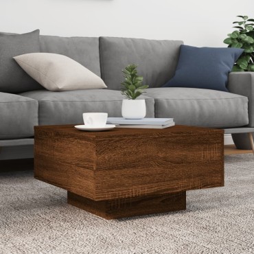 vidaXL Τραπεζάκι Σαλονιού με Φώτα LED Καφέ Δρυς 55x55x31cm 1 τεμ.