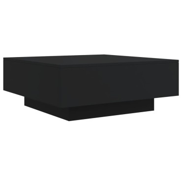 vidaXL Τραπεζάκι Σαλονιού με Φώτα LED Μαύρο 80x80x31cm 1 τεμ.