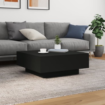 vidaXL Τραπεζάκι Σαλονιού με Φώτα LED Μαύρο 80x80x31cm 1 τεμ.