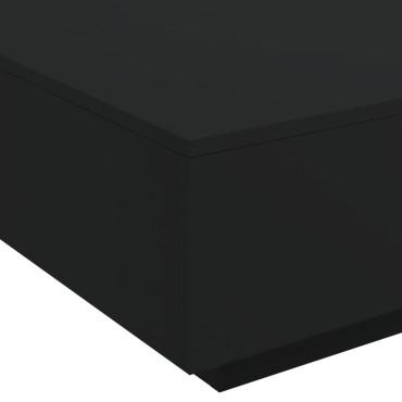vidaXL Τραπεζάκι Σαλονιού με Φώτα LED Μαύρο 80x80x31cm 1 τεμ.