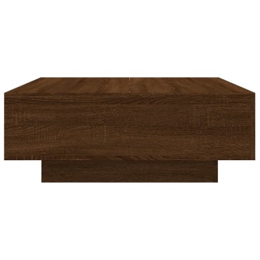 vidaXL Τραπεζάκι Σαλονιού με Φώτα LED Καφέ Δρυς 80x80x31cm 1 τεμ.