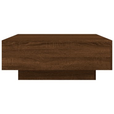 vidaXL Τραπεζάκι Σαλονιού με Φώτα LED Καφέ Δρυς 80x80x31cm 1 τεμ.