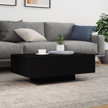 vidaXL Τραπεζάκι Σαλονιού με Φώτα LED Μαύρο 85x55x31cm 1 τεμ.