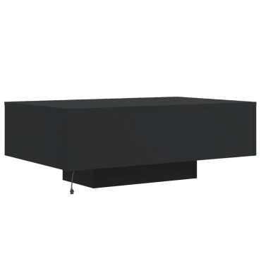 vidaXL Τραπεζάκι Σαλονιού με Φώτα LED Μαύρο 85x55x31cm 1 τεμ.
