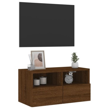 vidaXL Ντουλάπι Τοίχου Τηλεόρασης Καφέ Δρυς 60x30x30cm Επεξ. Ξύλο