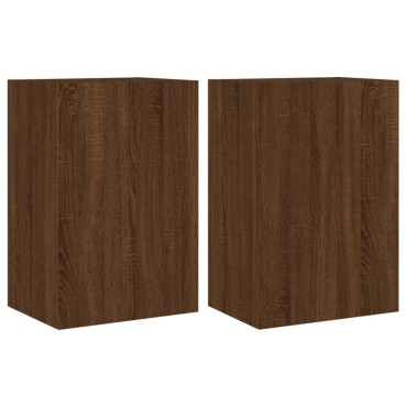 vidaXL Έπιπλα Τοίχου Τηλ. 2 τεμ. Καφέ Δρυς 40,5x30x60cm Επεξ. Ξύλο