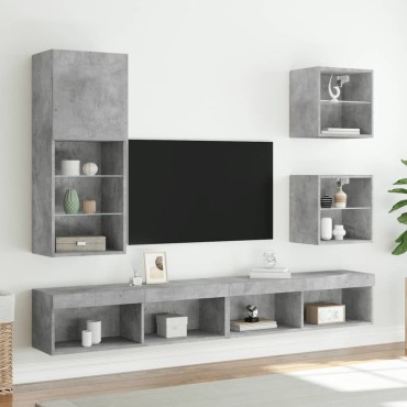 vidaXL Έπιπλο Τηλεόρασης με LED Γκρι Σκυροδέματος 40,5x30x102cm