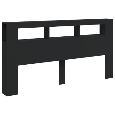 vidaXL Κεφαλάρι Κρεβατιού με LED Μαύρο 200x18,5x103,5cm Επεξεργ. Ξύλο 1 τεμ.