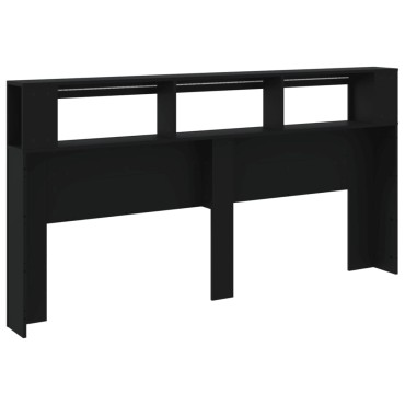 vidaXL Κεφαλάρι Κρεβατιού με LED Μαύρο 200x18,5x103,5cm Επεξεργ. Ξύλο 1 τεμ.