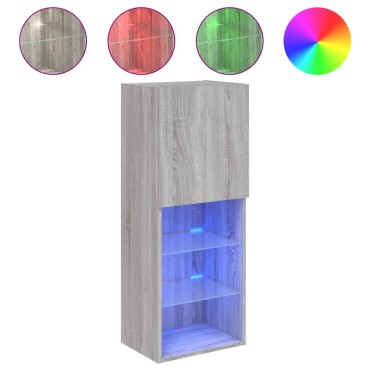 vidaXL Έπιπλο Τηλεόρασης με LED Γκρι Sonoma 40,5x30x102cm
