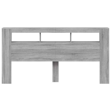 vidaXL Κεφαλάρι Κρεβατιού με LED Γκρι Sonoma 200x18,5x103,5 εκ 1 τεμ.