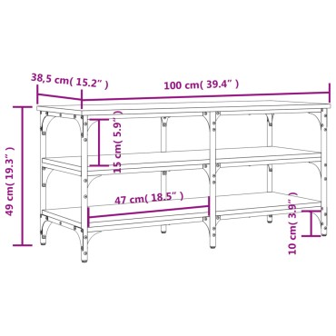 vidaXL Παπουτσοθήκη Γκρι Sonoma 100x38,5x49cm από Επεξεργασμένο Ξύλο 1 τεμ.