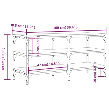 vidaXL Παπουτσοθήκη Sonoma Δρυς 100x38,5x49cm Επεξεργασμένο Ξύλο 1 τεμ.