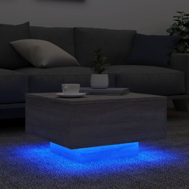 vidaXL Τραπεζάκι Σαλονιού με Φώτα LED Γκρι Sonoma 55x55x31cm 1 τεμ.