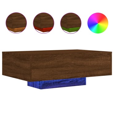 vidaXL Τραπεζάκι Σαλονιού με Φώτα LED Καφέ Δρυς 85x55x31cm 1 τεμ.