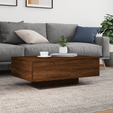 vidaXL Τραπεζάκι Σαλονιού με Φώτα LED Καφέ Δρυς 85x55x31cm 1 τεμ.