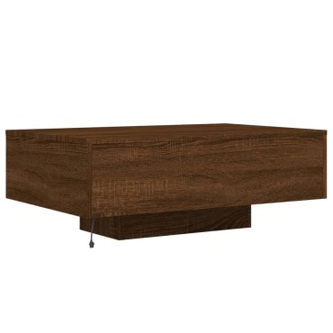 vidaXL Τραπεζάκι Σαλονιού με Φώτα LED Καφέ Δρυς 85x55x31cm 1 τεμ.
