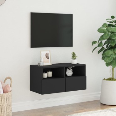 vidaXL Ντουλάπι Τοίχου Τηλεόρασης Μαύρο 60x30x30cm από Επεξ. Ξύλο