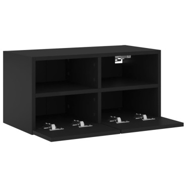vidaXL Ντουλάπι Τοίχου Τηλεόρασης Μαύρο 60x30x30cm από Επεξ. Ξύλο