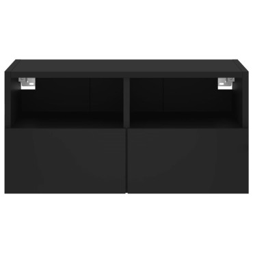 vidaXL Ντουλάπι Τοίχου Τηλεόρασης Μαύρο 60x30x30cm από Επεξ. Ξύλο