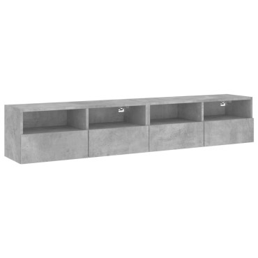 vidaXL Ντουλάπια Τοίχου Τηλ. 2 τεμ. Γκρι Σκυρ. 80x30x30cm Επεξ. Ξύλο