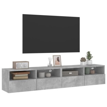vidaXL Ντουλάπια Τοίχου Τηλ. 2 τεμ. Γκρι Σκυρ. 80x30x30cm Επεξ. Ξύλο