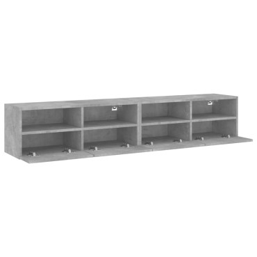 vidaXL Ντουλάπια Τοίχου Τηλ. 2 τεμ. Γκρι Σκυρ. 80x30x30cm Επεξ. Ξύλο