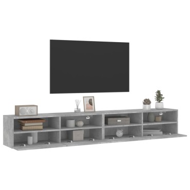 vidaXL Ντουλάπια Τηλ. Τοίχου 2 τεμ. Γκρι Σκυρ. 100x30x30cm Επεξ. Ξύλο