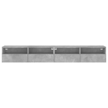vidaXL Ντουλάπια Τηλ. Τοίχου 2 τεμ. Γκρι Σκυρ. 100x30x30cm Επεξ. Ξύλο