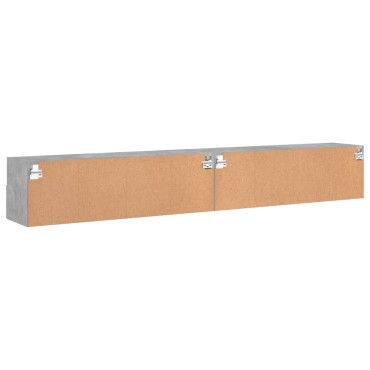 vidaXL Ντουλάπια Τηλ. Τοίχου 2 τεμ. Γκρι Σκυρ. 100x30x30cm Επεξ. Ξύλο