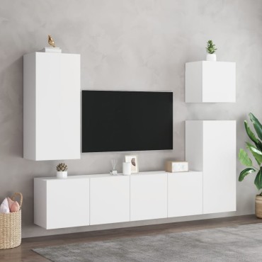 vidaXL Έπιπλο Τοίχου Τηλεόρασης Λευκό 40,5x30x90cm από Επεξ. Ξύλο