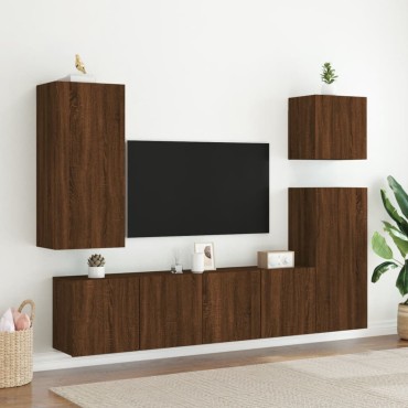 vidaXL Ντουλάπι Τοίχου Τηλεόρασης Καφέ Δρυς 40,5x30x90cm Επεξ. Ξύλο