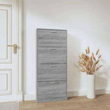 vidaXL Παπουτσοθήκη Γκρι Sonoma 59x17x150cm από Επεξεργασμένο Ξύλο