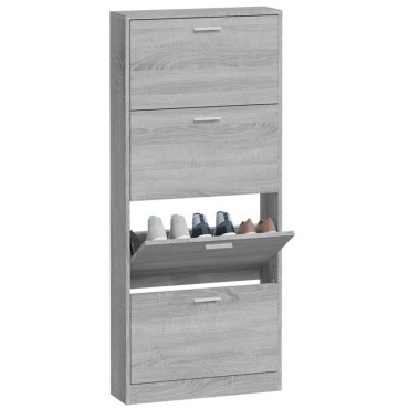 vidaXL Παπουτσοθήκη Γκρι Sonoma 59x17x150cm από Επεξεργασμένο Ξύλο