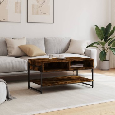 vidaXL Τραπεζάκι Σαλονιού Καπνιστή Δρυς 90x50x45cm Επεξεργασμ. Ξύλο 1 τεμ.