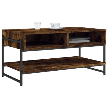 vidaXL Τραπεζάκι Σαλονιού Καπνιστή Δρυς 90x50x45cm Επεξεργασμ. Ξύλο 1 τεμ.