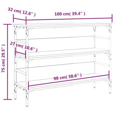 vidaXL Τραπέζι Κονσόλα Sonoma Δρυς 100x32x75cm Επεξεργασμένο Ξύλο 1 τεμ.