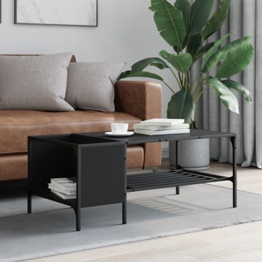 vidaXL Τραπεζάκι Σαλονιού με Ράφι Μαύρο 100x51x40cm Επεξεργ. Ξύλο 1 τεμ.