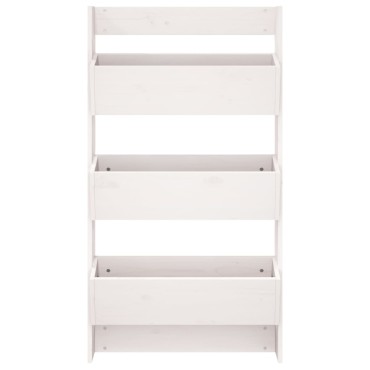 vidaXL Ζαρντινιέρα Τοίχου 3 Επιπέδων Λευκή 60x18,5x110 εκ. Μασίφ Πεύκο