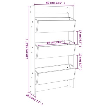 vidaXL Ζαρντινιέρα Τοίχου 3 Επιπέδων Λευκή 60x18,5x110 εκ. Μασίφ Πεύκο