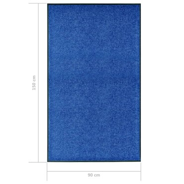 vidaXL Πατάκι Εισόδου Πλενόμενο Μπλε 90 x 150 εκ.