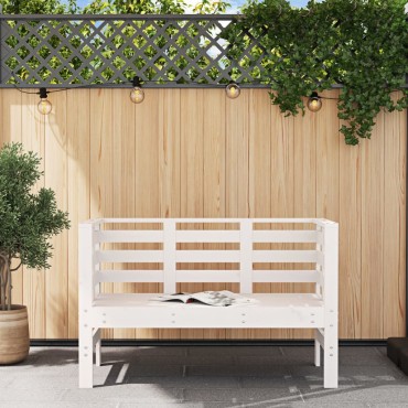 vidaXL Παγκάκι Κήπου Λευκό 111,5x53x71cm από Μασίφ Ξύλο Πεύκου 1 τεμ.