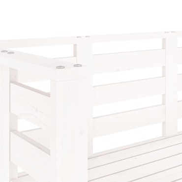 vidaXL Παγκάκι Κήπου Λευκό 111,5x53x71cm από Μασίφ Ξύλο Πεύκου 1 τεμ.