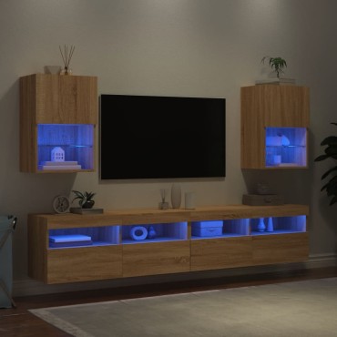 vidaXL Έπιπλα Τηλεόρασης με LED 2 τεμ. Sonoma Δρυς 40,5x30x60cm