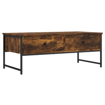 vidaXL Τραπεζάκι Σαλονιού Καπνιστή Δρυς 101x49x39,5cm Επεξεργ. Ξύλο 1 τεμ.